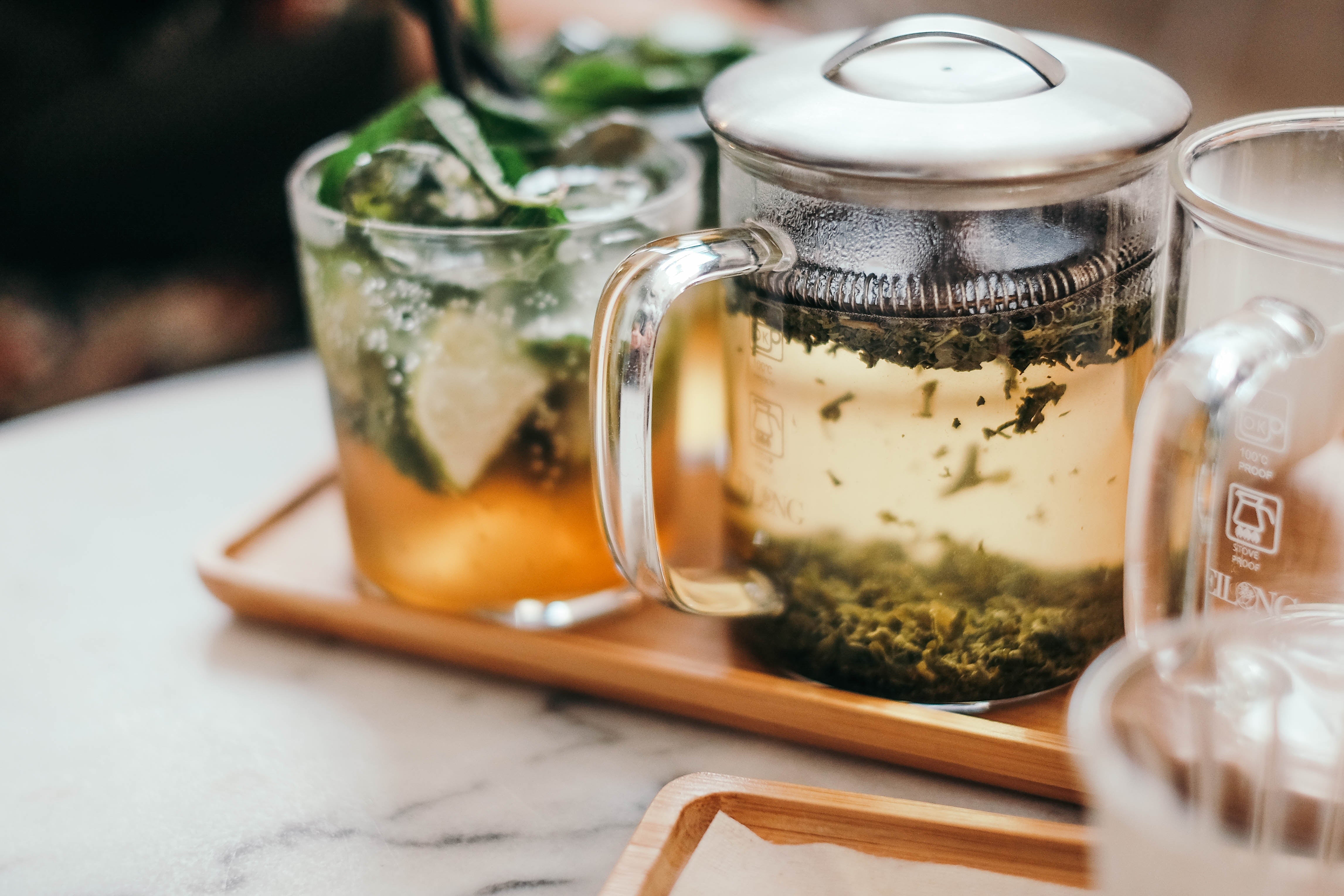 Cup of freshly brewed herbal tea